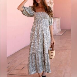 Emerson Fry Floral Maxi Dress in Sage and Cream